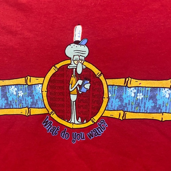 Y2K 2001 Red SpongeBob Tee Shirt Leave My Brain Alone / Mens Large - Picture 2 of 6